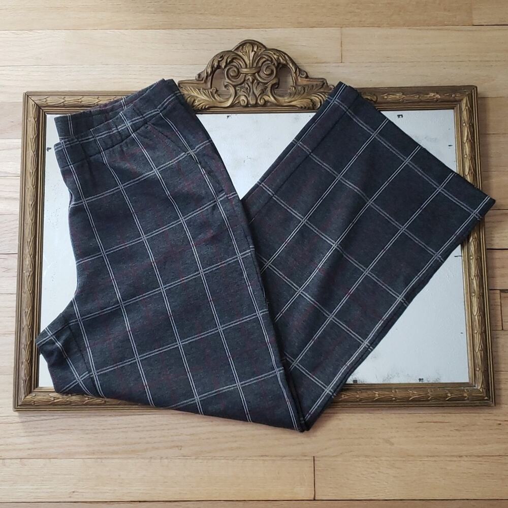 J. Jill Women's Wide Leg Plaid Pants Medium P Dark Academia Preppy Office NEW